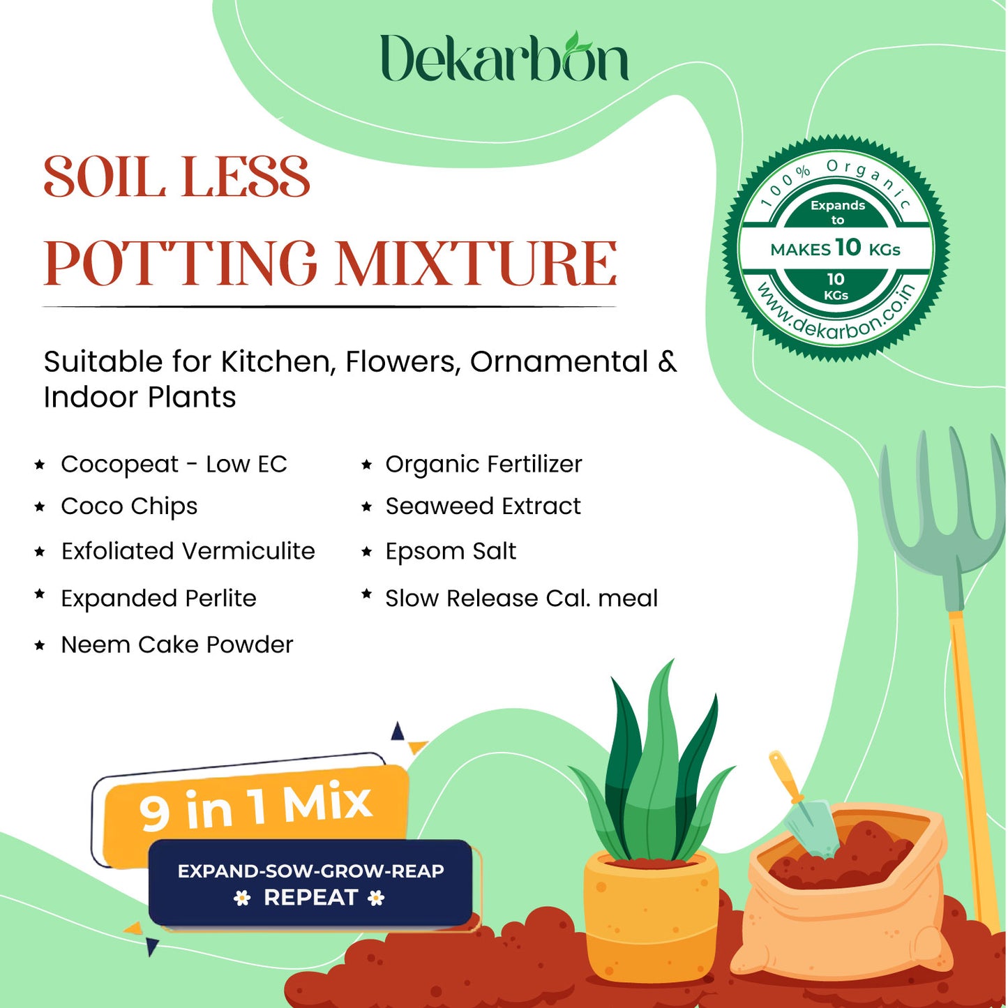 9-in-1 Soilless Potting Mix (Expands to 10 KG)