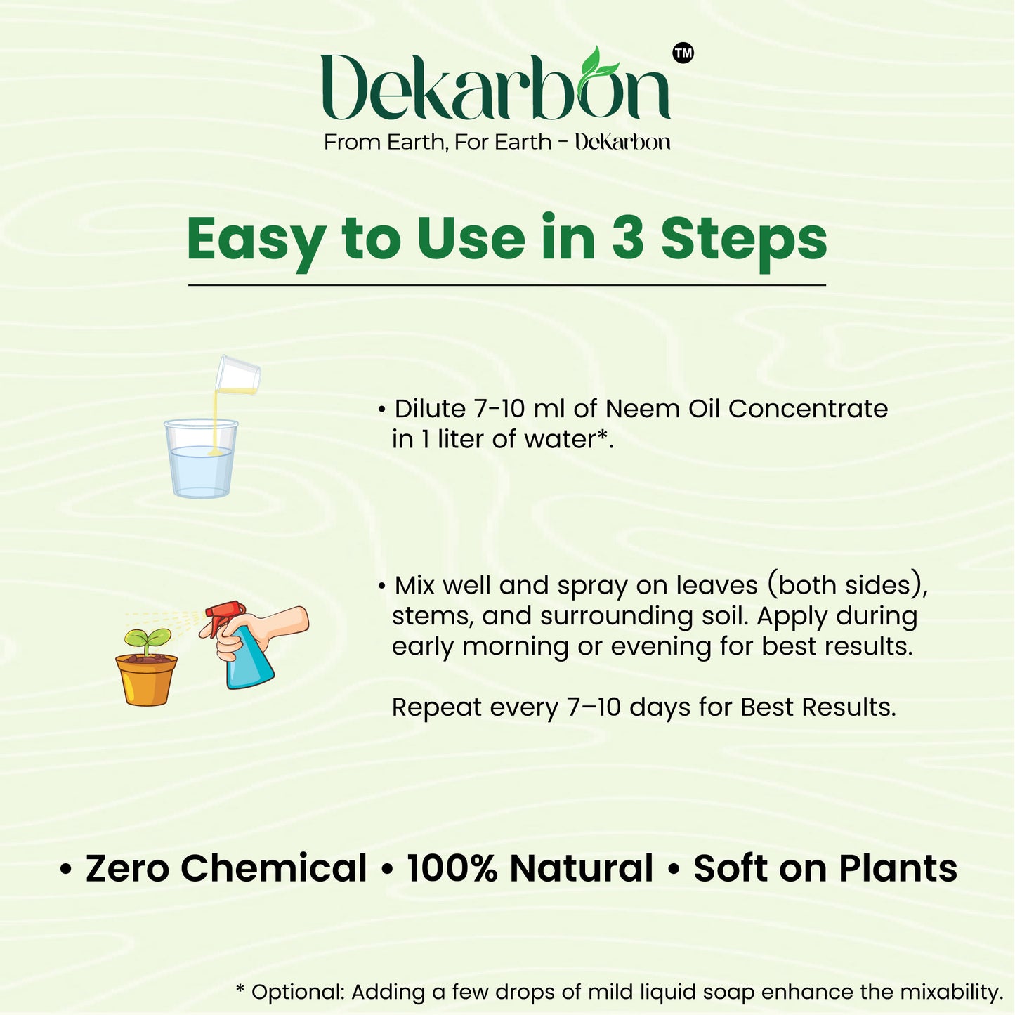 Dekarbon Neem Oil - Cold Pressed, 15000 PPM | Natural Insecticide & Fungicide